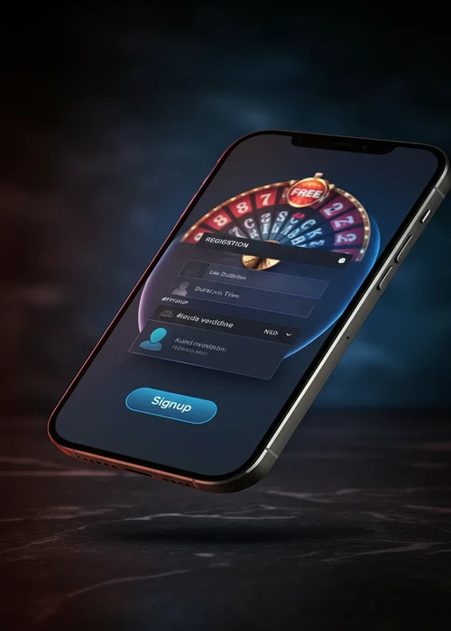 Doctor Spins Casino registration form showing secure data entry fields and a welcome bonus banner.